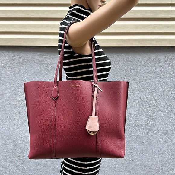 🔥🔥🔥Tory Burch Triple Perry Leather Tote Shoulder Bag - Picture 6 of 16